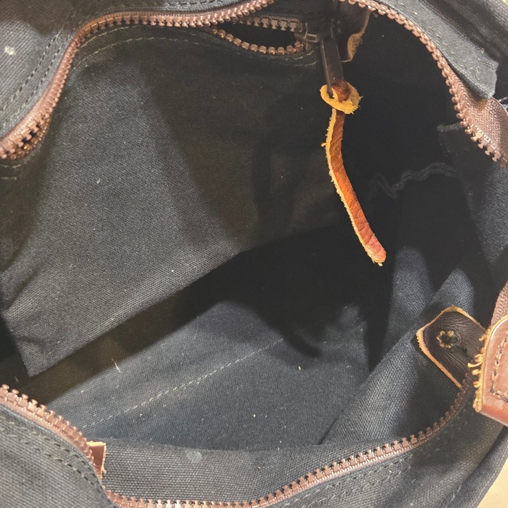 Duluth Pack Zippered Market Bag Black Canvas Leather Adjustable Straps USA 10x12 - Picture 11 of 14
